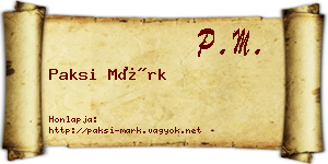 Paksi Márk névjegykártya